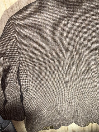Blazer Harris Tweed Pata de Gallo Moteado 46L Largo Lana Escocesa Hecho en EE. UU. De Colección - Imagen 14 de 18
