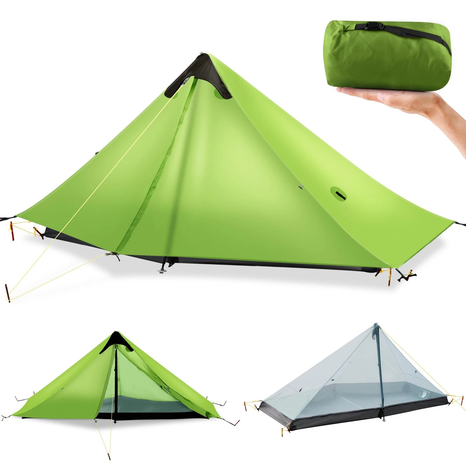 Ultralight Tent 3-Season Backpacking Tent 1 Person Camping Tent, Outdoor Ligh...