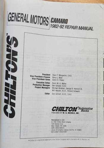 Chilton's General Motors Camaro 1982-92 Repair Manual 1992 #28282 (8060) - Imagen 3 de 4