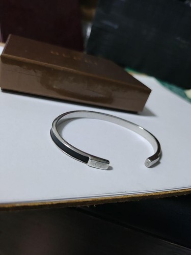 Authentic Gucci Silver 925 Bangle Size 18 with Box mens Fashion All Season - Picture 11 of 24