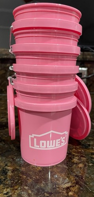 #ad Lowes Mini Bucket Pink with Lid Rare Limited Edition lot of 5 $24.99