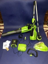 Greenworks Pro 60V 16-Inch Cordless String Trimmer Used and Leaf Blower Combo Ki