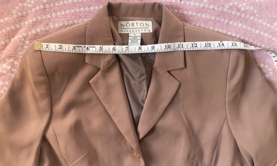 Chaqueta Blazer De Colección Norton McNaughton Para Mujer 6 Forrados Beige 4 Botones Bolsillos Carrera Foto 4 de 4