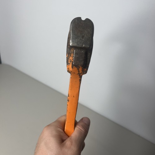 Vintage Pry Bar Crowbar Hammer Pick Wrench Tool Orange Iron Industrial 15" Metal - Picture 9 of 12