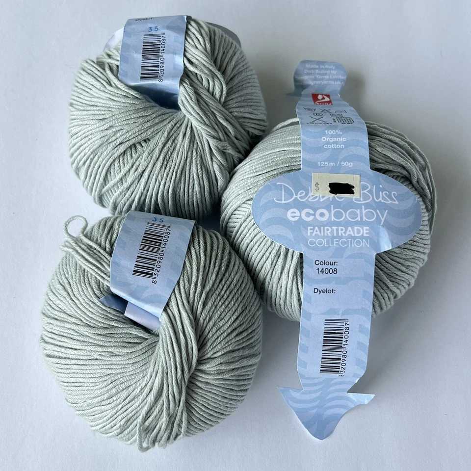 Пряжа Debbie Bliss Ecobaby коллекция Fairtrade шалфей органический хлопок 50 г/125 м новая - Изображение 4 из 4