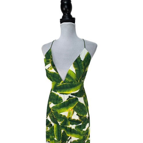 Alice + Olivia Karolina Palm Print Halter Maxi Dress - Women's Size 12 - Picture 4 of 8