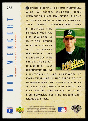 1995 Upper Deck #262 Don Wengert Oakland Athletics MM - Picture 2 of 2