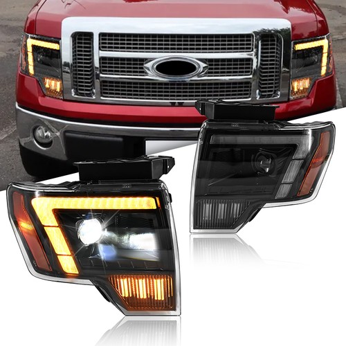 For 2009-2014 Ford F-150 Black Projector Headlights Sequential LED Lamps 09-14 - Picture 21 of 24