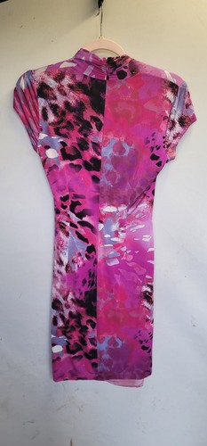 Cache Womens 12 Dress Square Neck Rouging Purple Cheetah 90s Zip 4031 - Picture 6 of 7