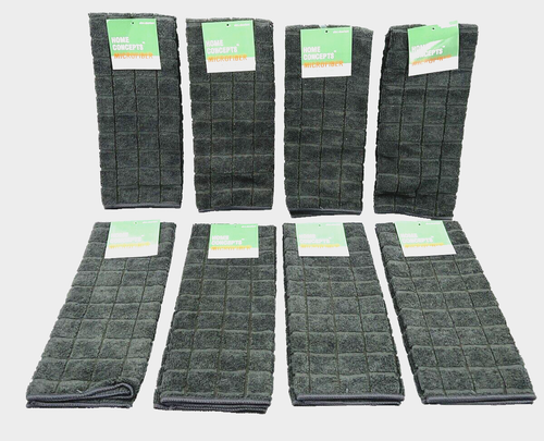 12Pc Set Microfiber Multipurpose 8-Hand Towels 4-One Sided Scour Dishcloths Gray - Picture 3 of 13
