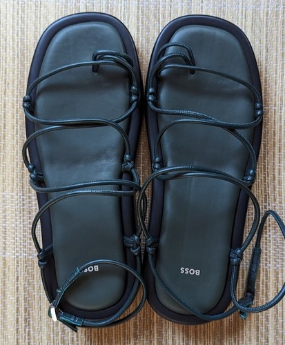 Hugo Boss Sandalias Plataforma Mujer Escarlata MignonS-N Correa Tobillo Hecho en Italia - Imagen 7 de 16