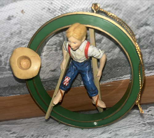 Norman Rockwell Boy on Stilts 3D Christmas Ornament vintage 3.5" - Picture 2 of 8