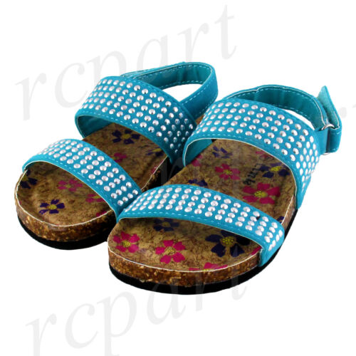 New girl's kids sandals blue studs t strap summer casual open toe soft foot bed - Picture 10 of 10