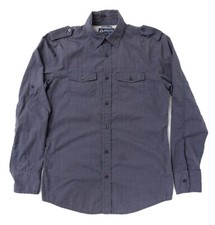 American Rag Button Up Shirt Men s S Roll Tab Sleeve Casual Cotton Blend Blue