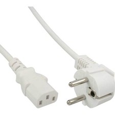 InLine® 16655W Netzkabel, Schutzkontakt gewinkelt auf Kaltgerätestecker C13, 5m,