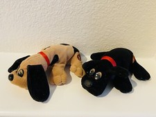 Vintage 1986 Tonka POUND PUPPIES Plush Lot of 2 Brown Black Small 8