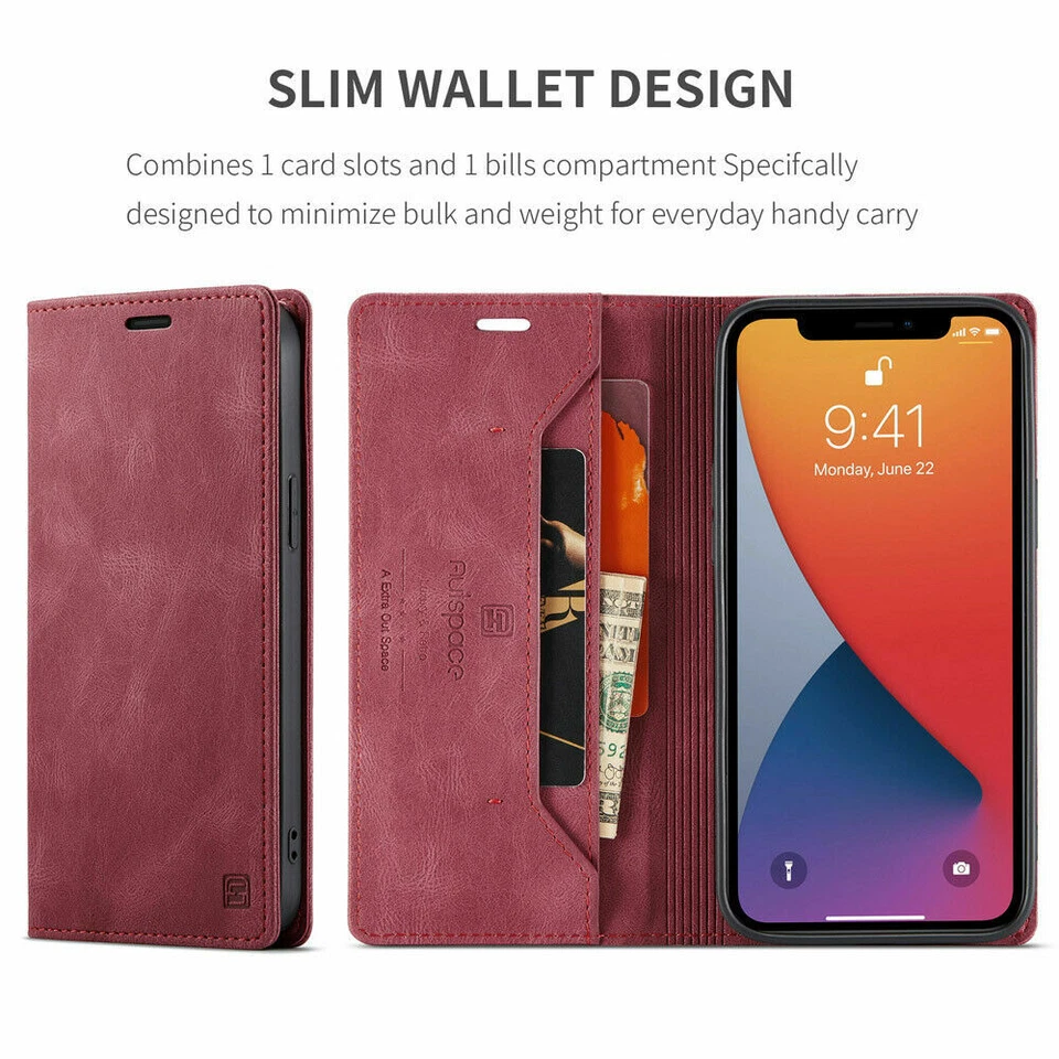 PU Leather Wallet Flip Case Cover For iPhone 14 Plus 13 Pro Max 12 11 Pro 14 - Image 2 of 4