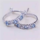 3Ct RoundCut Lab Created Blue Topaz Huggie Hoop Earrings 14K White Gold Plated