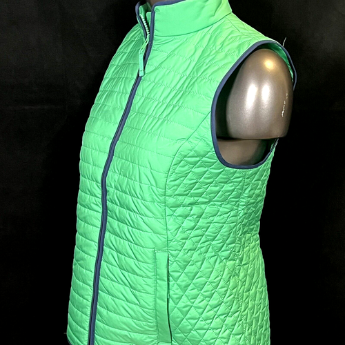 Talbots Women’s Size Small Green Quilted Zip Pockets Puffer Vest Jacket - Picture 2 of 4