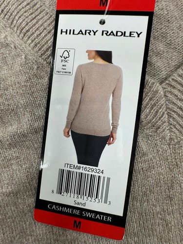 Hilary Radley Sweater Women's Medium Beige V-Neck Pullover Cashmere Blend New - Picture 7 of 10