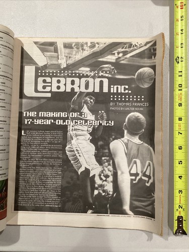 Revista de periódico Cleveland Scene 2002 17 de enero Lebron James 17 YO cubierta pre-RC - Imagen 13 de 19