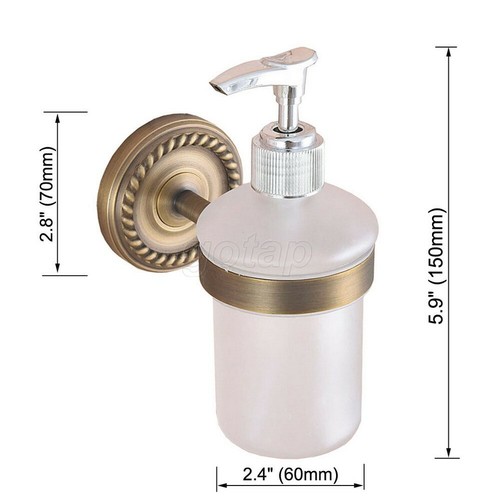 Antique Brass Wall Mounted Bathroom Accessory Soap Pump Liquid Dispenser - Picture 4 of 7