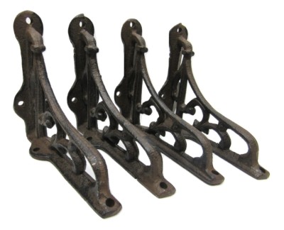 Set of 4 Cast Iron Shelf Brackets New RUSTIC Antique-Style SMALL 4/" x 4/"