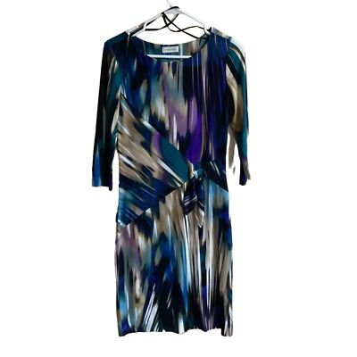 Calvin Klein Women Size 6 Multi-Color Designer Fashion Dress Side Tie Knot