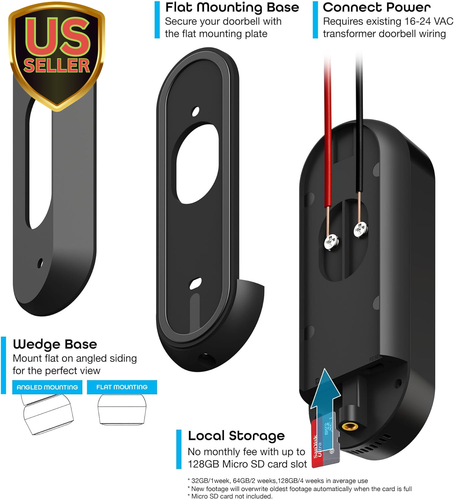Smart Video Doorbell, 1080P HD, Motion Detection, Night Vision, Two-Way Audio... - Picture 5 of 9
