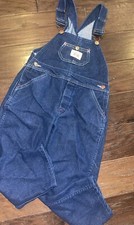 Vtg Round House Youth Sz 7 Carpenter Farmer Blue Work Bib Overalls Made In USA