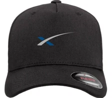 Space X Logo Hat Tesla SpaceX Emblem on Black Flexfit Baseball Cap S/M and L/XL 