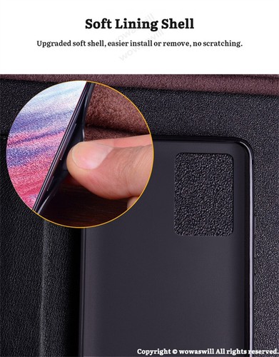Slim Magnetic Genuine Leather Flip Case for Realme - Picture 7 of 22