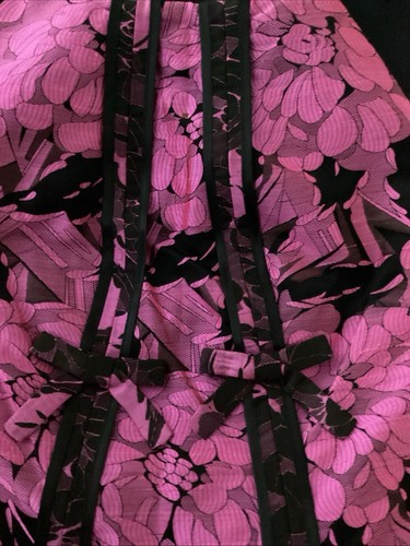 CHRISTIAN LACROIX 100% Silk Pink& Black Floral Sz 36 Contrast Trim Dress - Picture 10 of 13