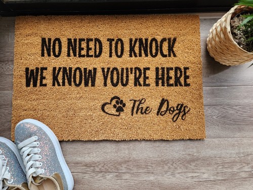 Custom Door Mat No Need to Knock Fun Pet Coir Doormat Housewarming Funny Gift - Picture 2 of 3