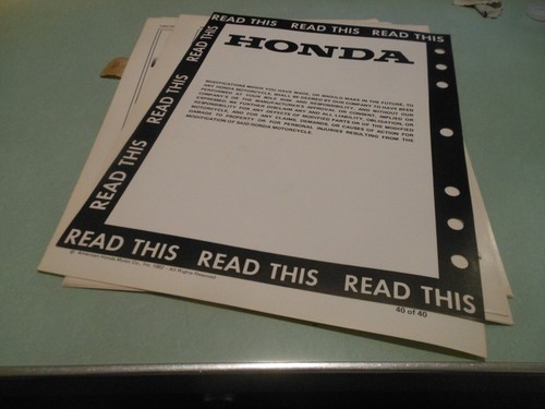 NOS OEM Honda 1983 Model GL650 Set-Up Instructions Manual - Picture 6 of 6