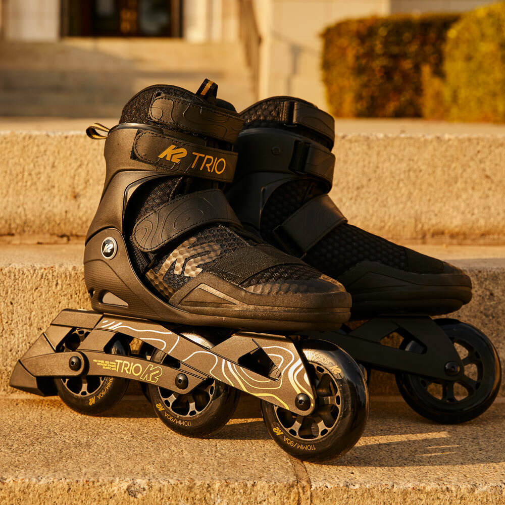 K2 Trio 110 Inline-Skates Inliner Rollschuhe Skating 110mm90A SchwarzGold