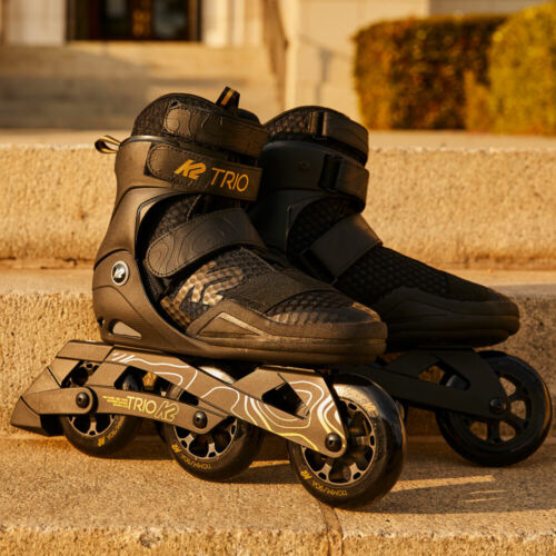 K2 Trio 110 Inline-Skates Patines en Línea Patines Skating 110mm/90A Negro/Oro - Imagen 7 de 8