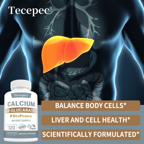 D-glucarato de calcio 500 mg CDG para desintoxicación y limpieza del hígado, metabolismo, menopausia - Imagen 7 de 14