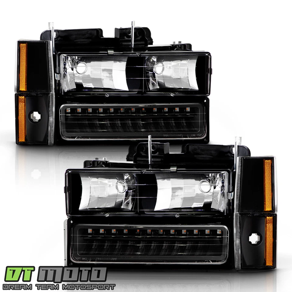 Faros + esquina + luz de parachoques LED para Chevy Silverado Suburban GMC Sierra 1988-1993 Foto 3 de 4