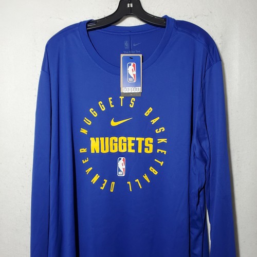 Denver Nuggets Shirt Mens 3XL Blue Long Sleeve Logo Crewneck Tee Lightweight NWT - Picture 2 of 10