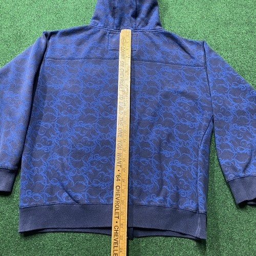 Felpa Vintage Top Pesante con Cappuccio Uomo Blu Y2K Emo Grunge Tribale Cyber Punk - Foto 8 di 8