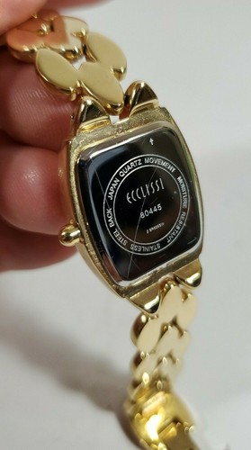 Ecclissi Watch Gold Color Band/Face Roman Numerals 6 1/2" Untested Japan Move - Picture 5 of 7