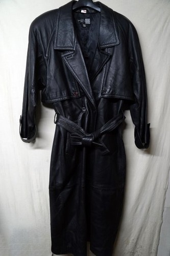 North beach michael hoban leather jacket Trench Coat Black 5/6 - Picture 11 of 24