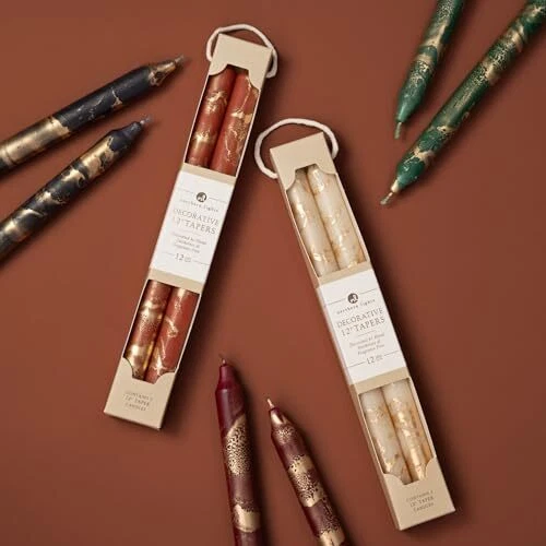 Premium Decorative Tapers - 12" 2PK - Terra Cotta w/Gold - 73301 - Image 4 of 4