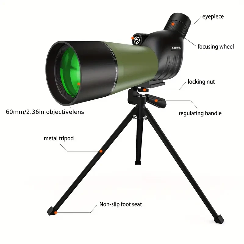 Spektiv mit Tischstativ 25-75x Fernglas Fernrohr für Vogelbeobachtung 60mm DE - Bild 3 von 4