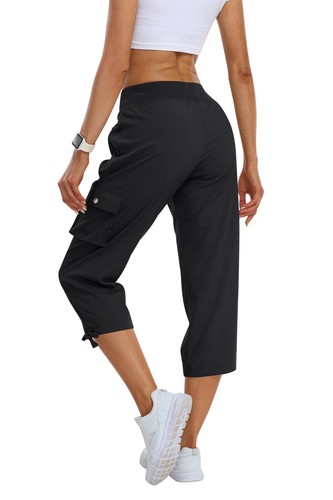Women Hiking Active Cargo Capri Pant Lightweight Travel Work Camping Home Pant - Picture 31 of 119