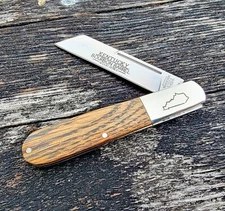 BEAR & SON CUTLERY USA KNIVES KENTUCKY BOURBON BARREL WOOD 4" LARGE BARLOW KNIFE