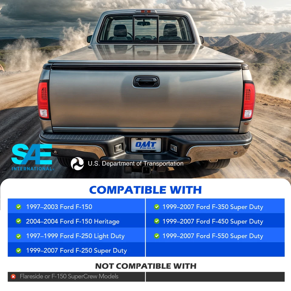 Red 1997-2003 Ford F150 1999-2007 F250 F350 F450 Superduty LED Tail Lights Lamps - Image 3 of 4