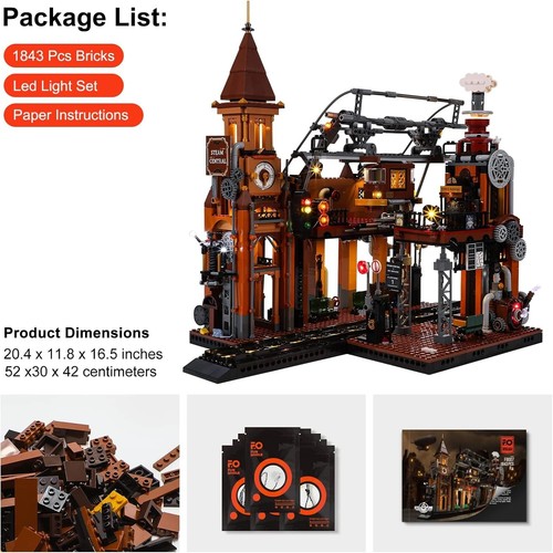 Train-Station Lighting Building Bricks Set - Steampunk LED Light Building Set... - Picture 7 of 9