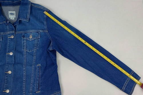 Old Navy Women's Sz XL Dark Blue Denim Jacket Silver Buttons 2 Breast Pockets - Picture 7 of 11
